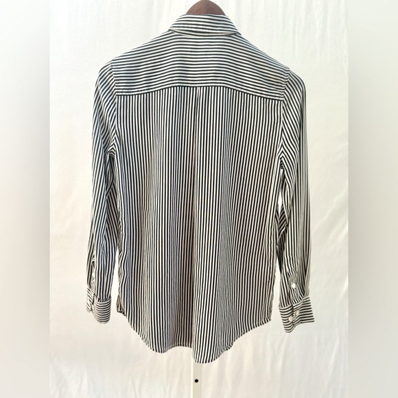 EQUIPMENT FEMME Essential Silk Shirt Bright White/True Black Striped  Size XS - Picture 9 of 12